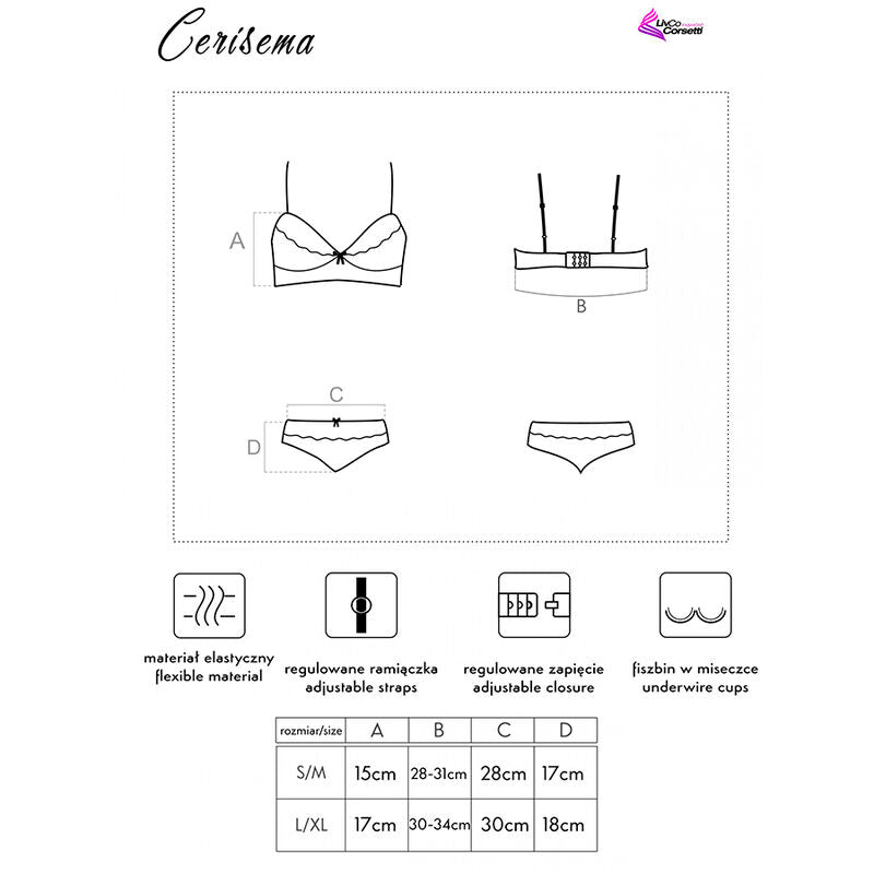 LIVCO CORSETTI FASHION - CERISEMA LC 21005 BH + TROSOR KORALL S/M