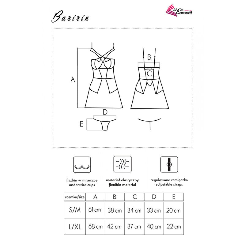 LIVCO CORSETTI FASHION Baririn LC 90633 T-shirt och stringtrosor svart