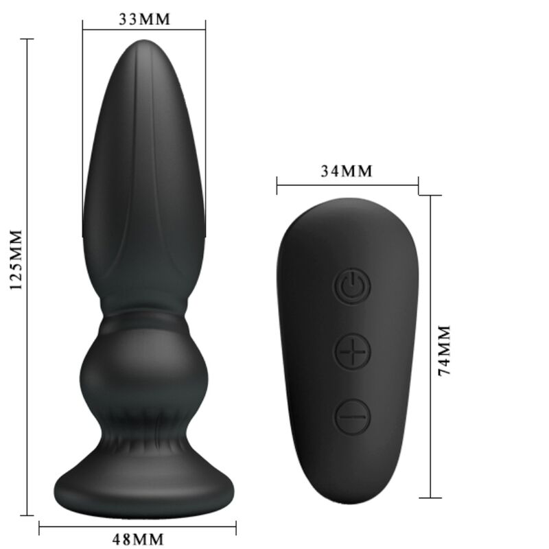 MR PLAY - KRAFTFULL VIBRATOR MED FJÄRRKONTROLL ANALPLUGG SVART