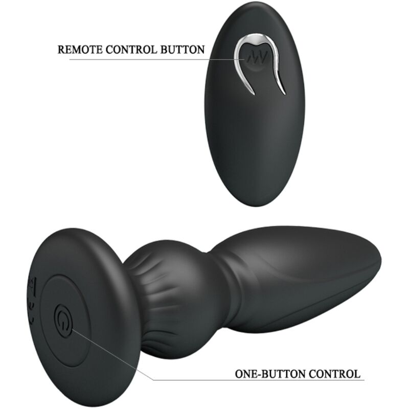 MR PLAY - KRAFTFULL VIBRATOR MED FJÄRRKONTROLL ANALPLUGG SVART