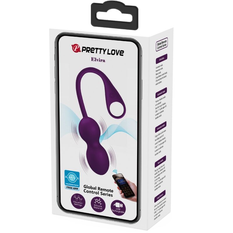 Pretty Love Elvira Kegelbollar med app fjärrkontroll i lila