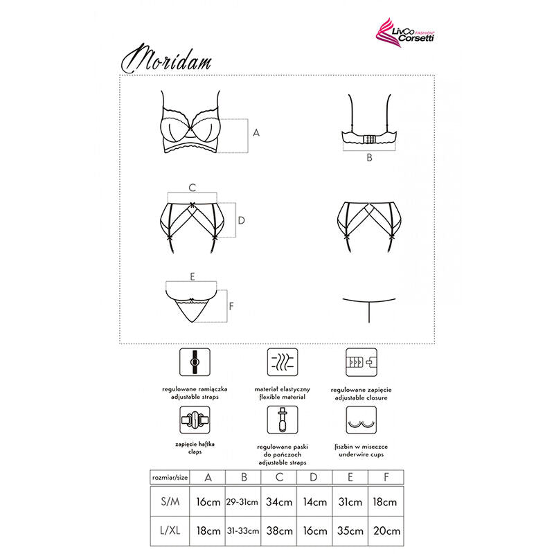LIVCO CORSETTI FASHION - MORIDAM LC 90552 BH + STRUMPBAND + TROSOR SVART L/XL