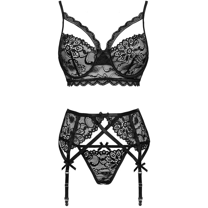LIVCO CORSETTI FASHION - MORIDAM LC 90552 BH + STRUMPBAND + TROSOR SVART L/XL