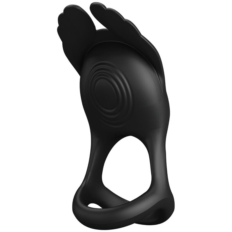 PRETTY LOVE - SILAS VIBRERANDE PENISRING 7 VIBRATIONER SVART SILIKON