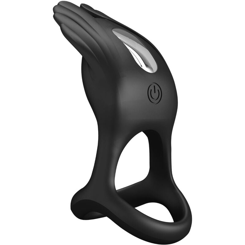 PRETTY LOVE - SILAS VIBRERANDE PENISRING 7 VIBRATIONER SVART SILIKON