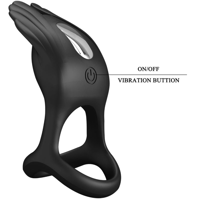 PRETTY LOVE - SILAS VIBRERANDE PENISRING 7 VIBRATIONER SVART SILIKON