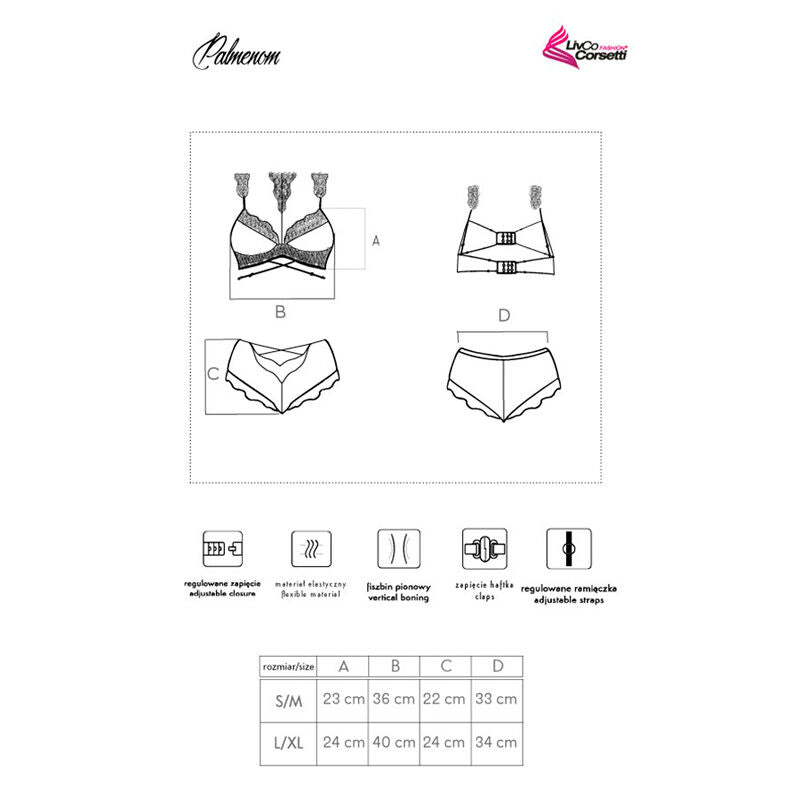 LIVCO CORSETTI FASHION Palmenom set med bh och trosor i svart