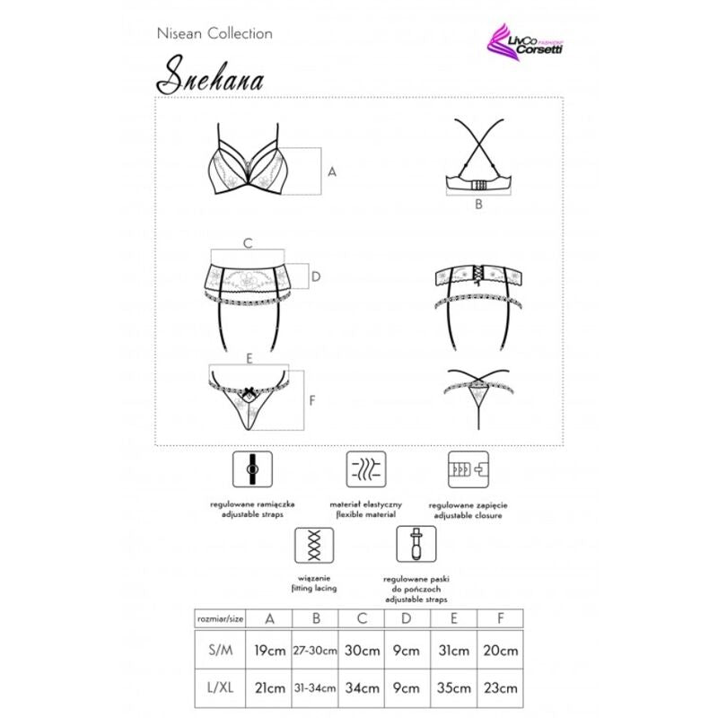 LIVCO CORSETTI FASHION - SNEHANA LC 90443 BH + STRUMPBYXA + TROSOR SVART L/XL