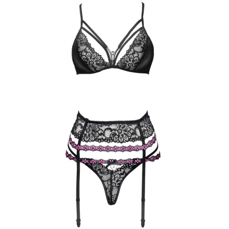 LIVCO CORSETTI FASHION - SNEHANA LC 90443 BH + STRUMPBYXA + TROSOR SVART L/XL