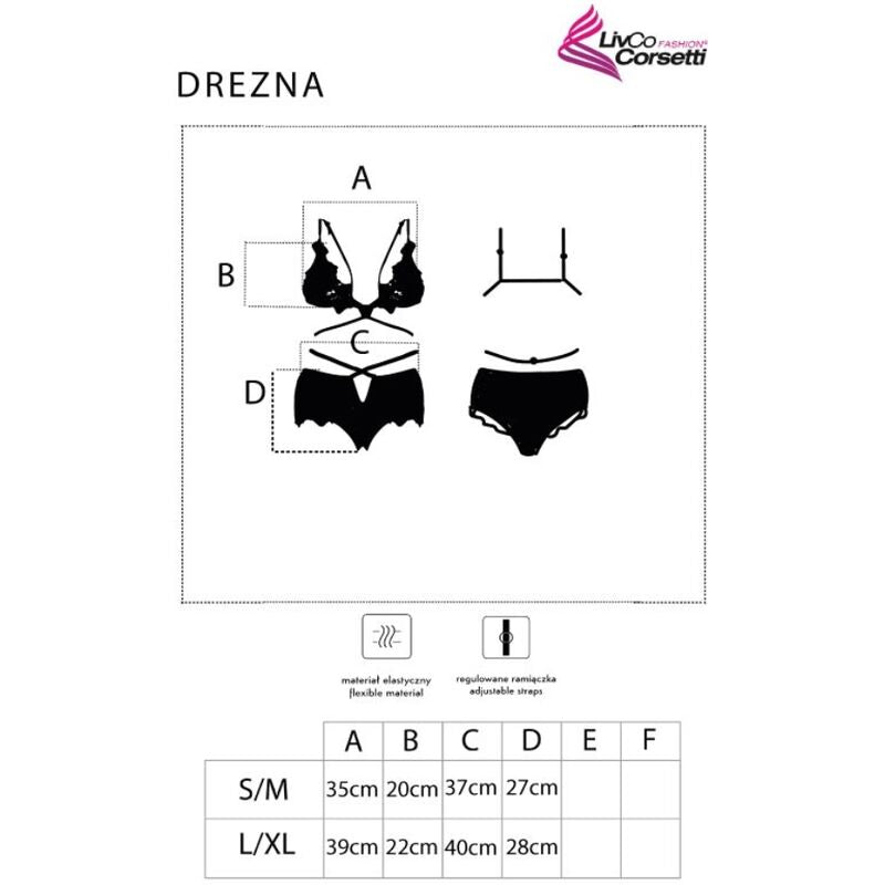 Livco Corsetti Fashion Drezna BH och trosor svart L/XL