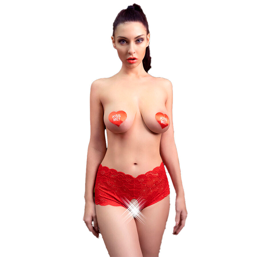 CHILIROSE CR 4641 Crotchless trosor i röd färg