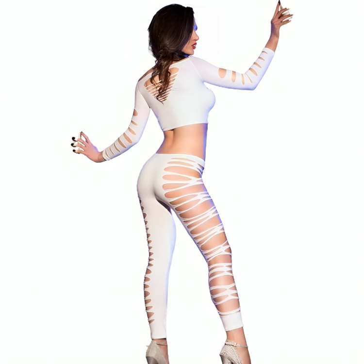 CHILIROSE CR 3654 topp och leggings i vitt för kvinnor