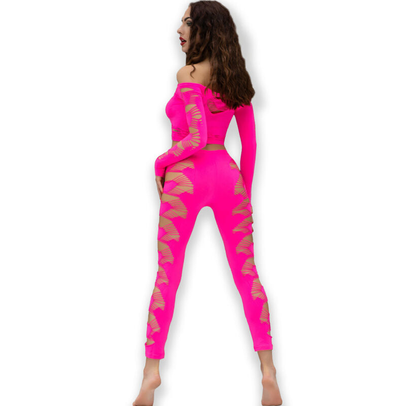 CHILIROSE CR 4632 sömlöst set med topp och leggings i fuchsia
