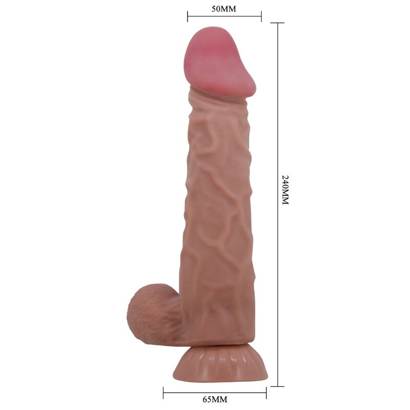 Realistisk dildo med suktionskop, brun, 24 cm
