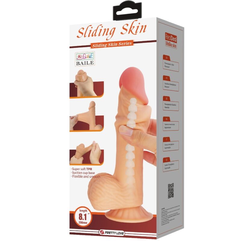 PRETTY LOVE - SLIDING SKIN SERIE REALISTISK DILDO MED SUKTIONSKOP 20,6 CM