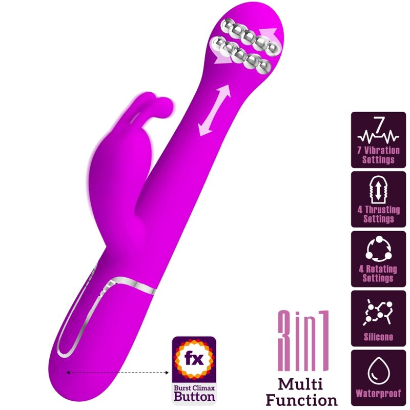 PRETTY LOVE - DEJON RABBIT VIBRATOR 3 I 1 MULTIFUNKTION VIOLETT