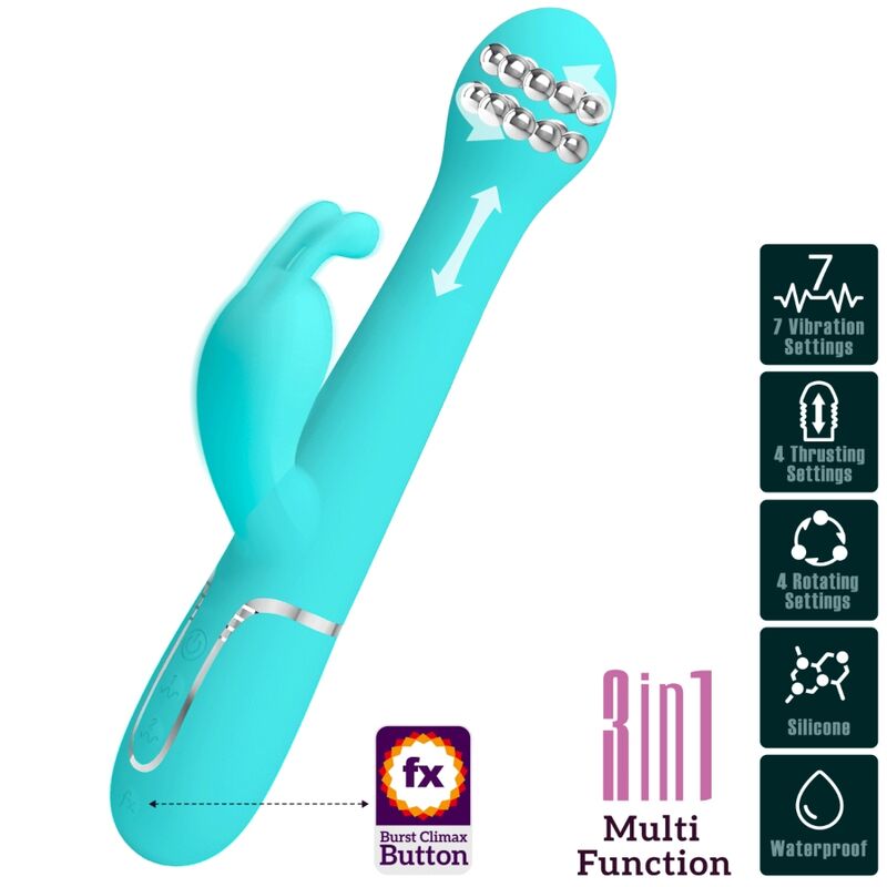Pretty Love Dejon Rabbit Vibrator 3 i 1 Aqua Green