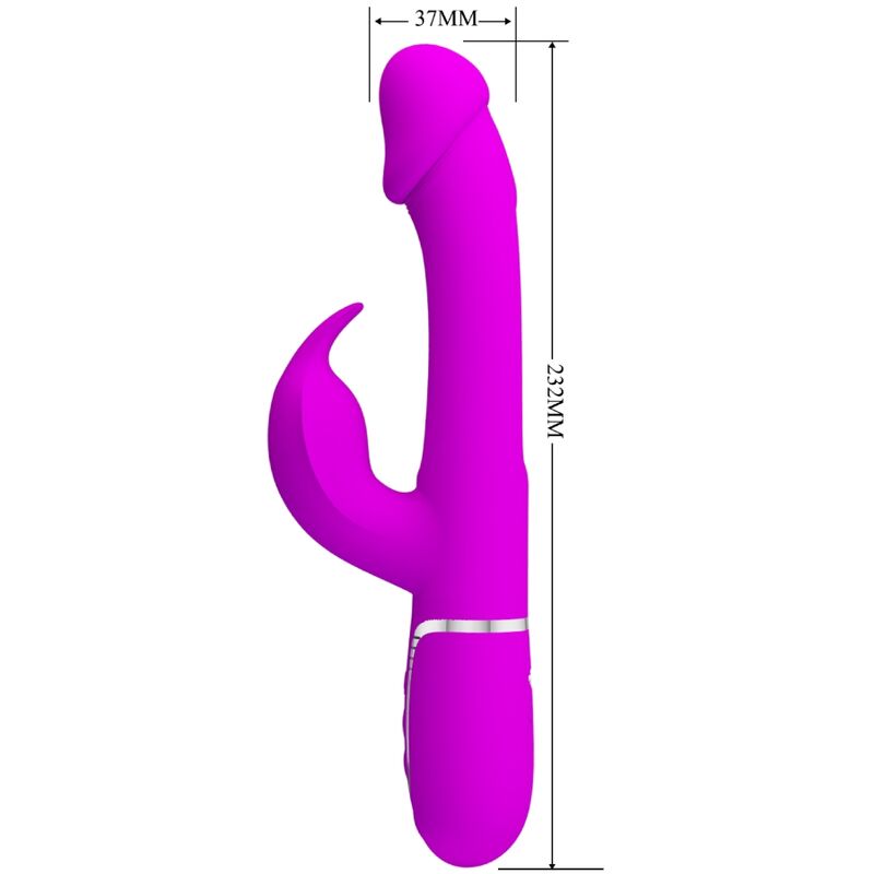 PRETTY LOVE Kampas Rabbit 3 i 1 vibrator med tunga i fuchsia