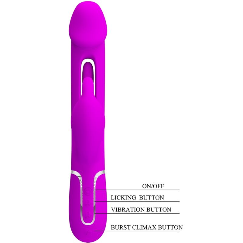 PRETTY LOVE Kampas Rabbit 3 i 1 vibrator med tunga i fuchsia