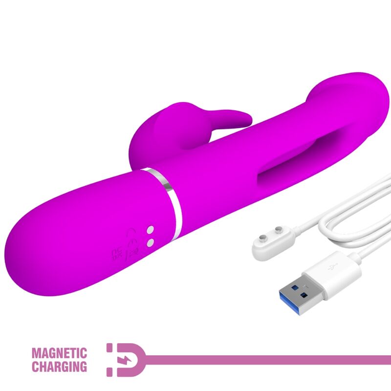 PRETTY LOVE Kampas Rabbit 3 i 1 vibrator med tunga i fuchsia