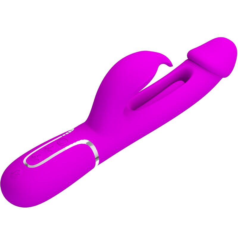 PRETTY LOVE Kampas Rabbit 3 i 1 vibrator med tunga i fuchsia