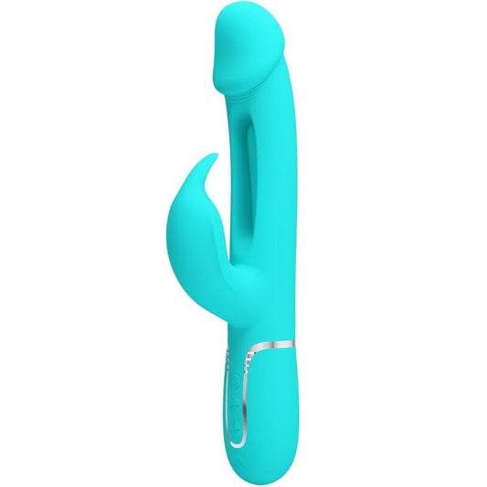 PRETTY LOVE - KAMPAS RABBIT 3 I 1 MULTIFUNKTIONSVIBRATOR MED TUNGKLANG AQUA GRÖN