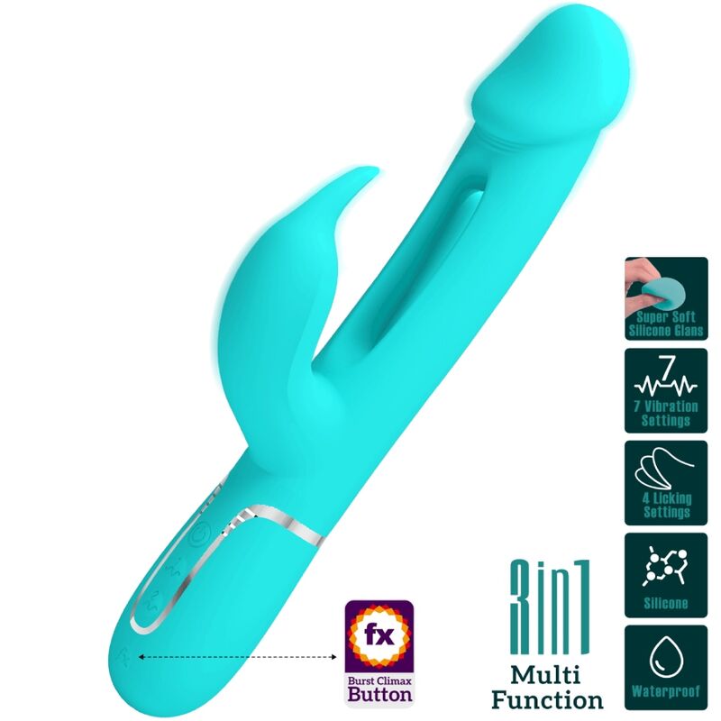PRETTY LOVE Kampas Rabbit 3 i 1 vibrator aqua grön