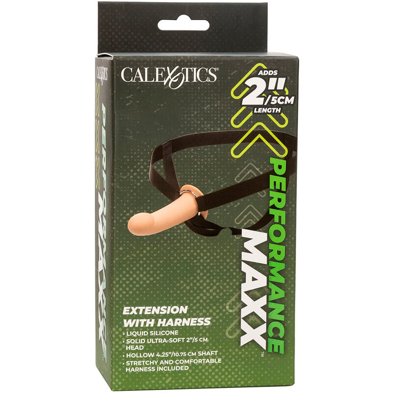 CalExotics Performance Maxx Extension med harness i ljus hudfärg