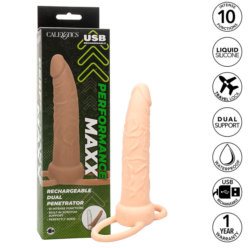 CALEXOTICS - PERFORMANCE MAXX ÅTERLADDNINGSBAR DUBBEL PENETRATOR LÄTT HUD