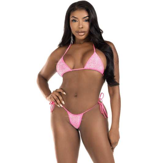 Bikini set med strass i fuchsia