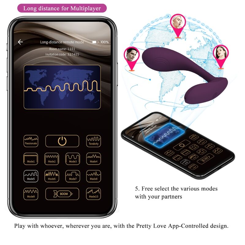PRETTY LOVE Baird G-Spot vibrator lila med app-kontroll