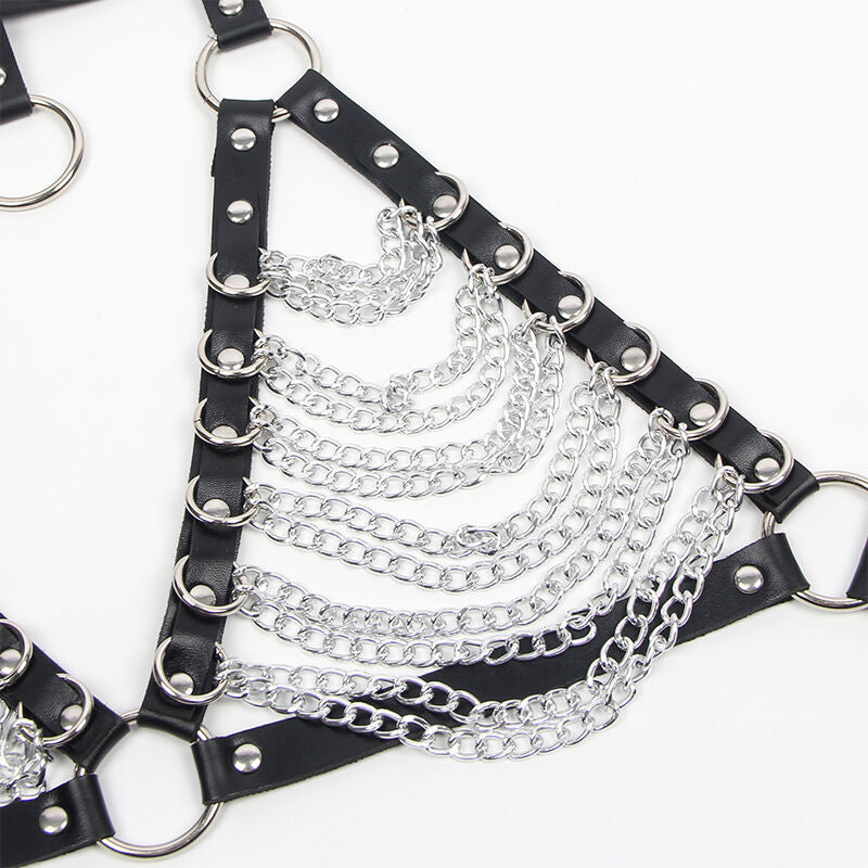 SUBBLIME - HARNESS BH OCH HALSBAND MED KEDJOR EN STORLEK
