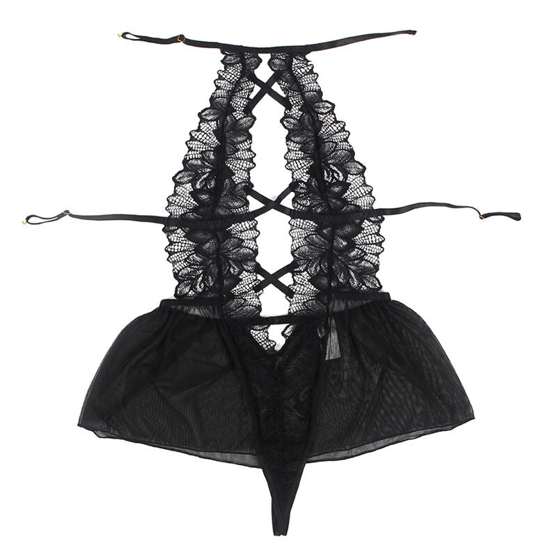 SUBBLIME - TEDDY HALTER NACKE BAR RYGG SPETS SVART L/XL