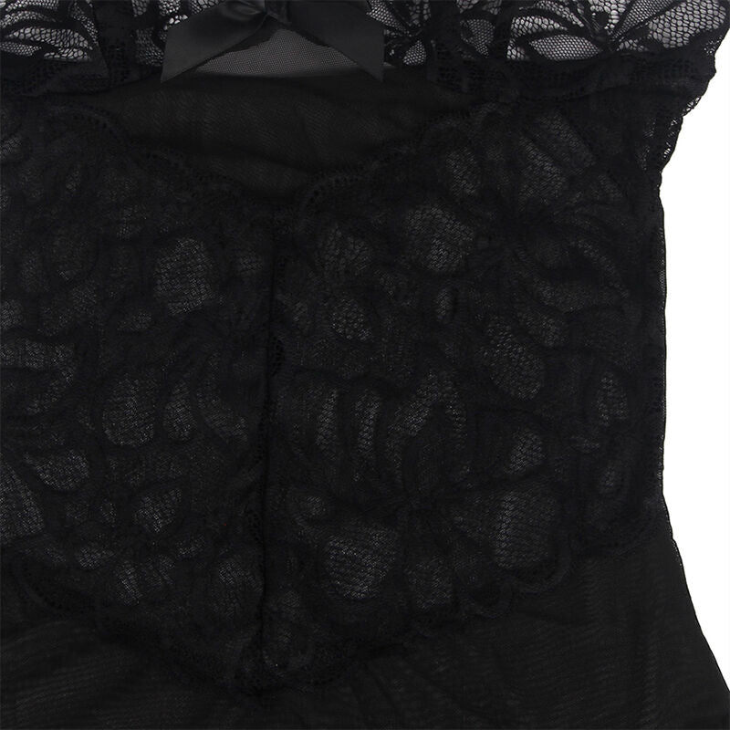 SUBBLIME - Babydoll med justerbara axelband och transparent spetsblommönster svart L/XL