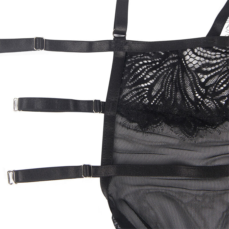SUBBLIME - Babydoll med justerbara spetsband svart S/M