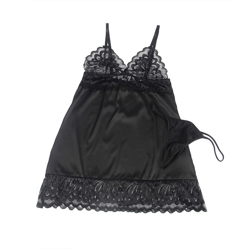 Babydoll med blommönster svart L/XL
