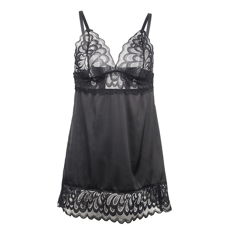Babydoll med blommönster svart L/XL