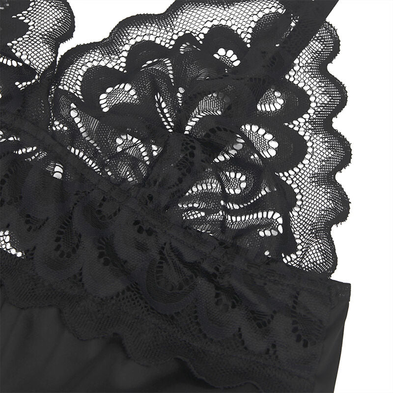 Babydoll med blommönster svart L/XL