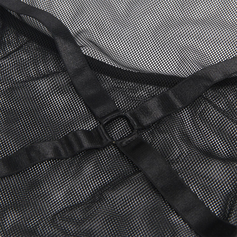 Transparent halter nackklänning i svart, storlek L/XL