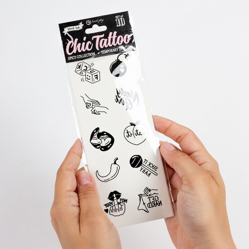 SECRET PLAY - SET MED 10 SPICY COLLECTION TEMPORÄRA TATUERINGAR