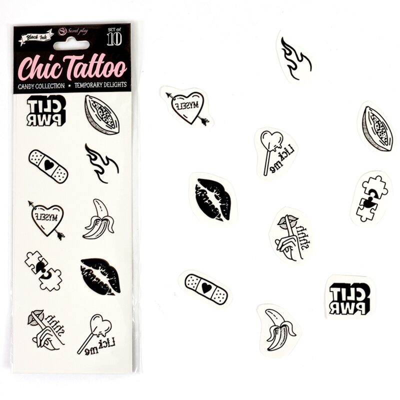 SECRET PLAY - Set med 10 temporära tatueringar Candy Collection