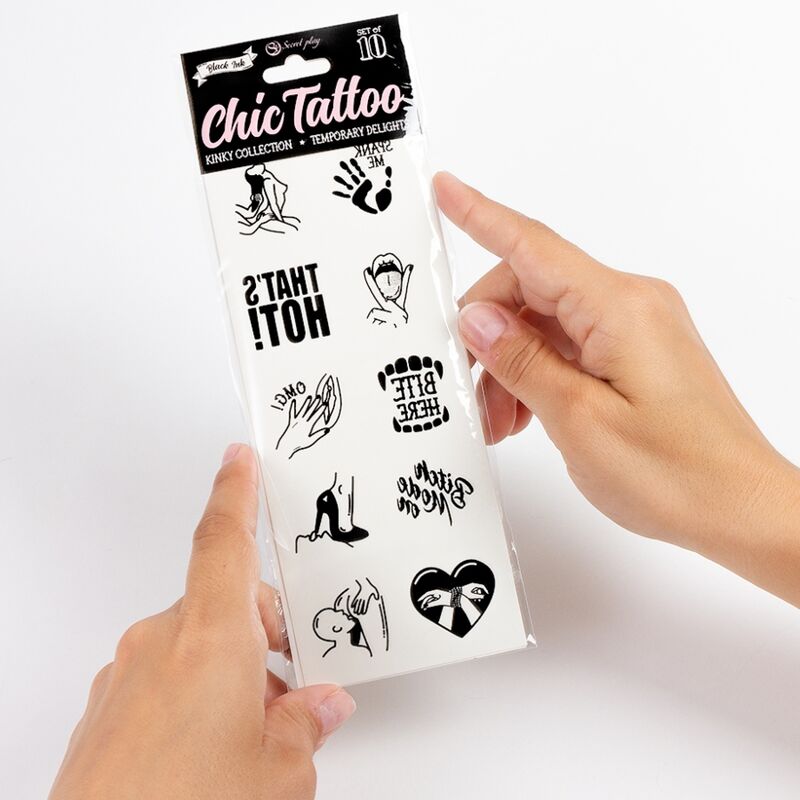 SECRET PLAY - SET MED 10 TILLFÄLLIGA TATUERINGAR KINKY KOLLEKTION