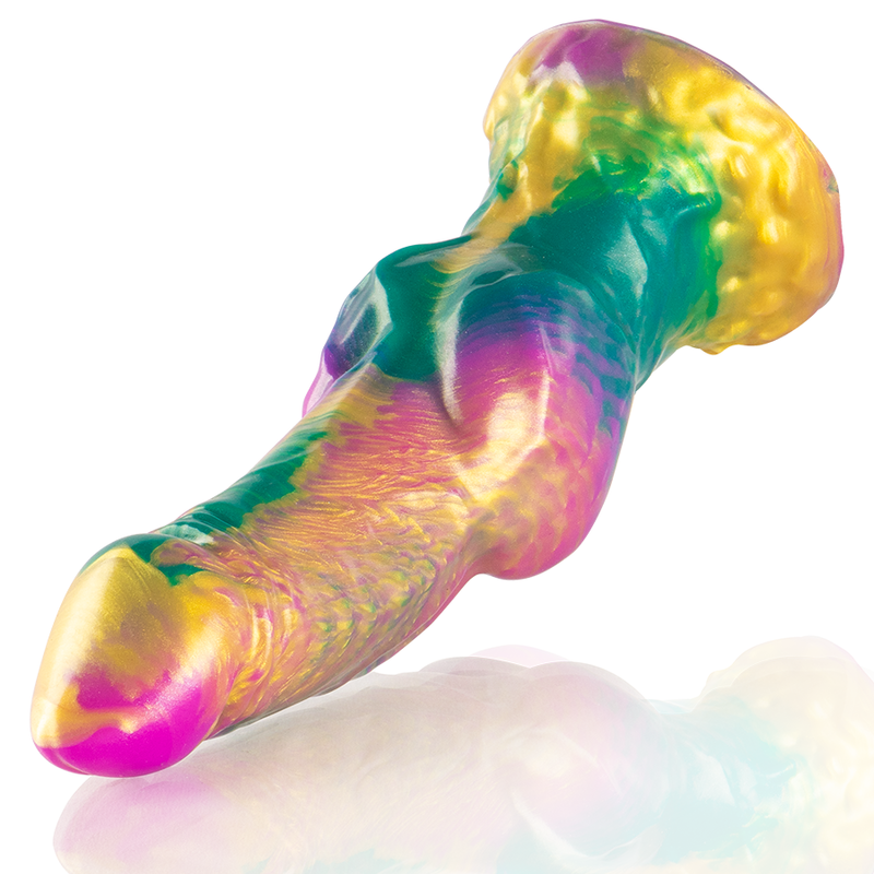 Silikon-dildo Iris med regnbågs testiklar