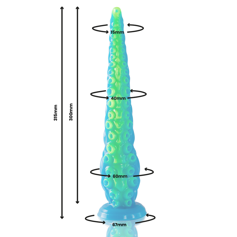 EPIC Scylla fluorescerande tunn tentakel dildo storlek large