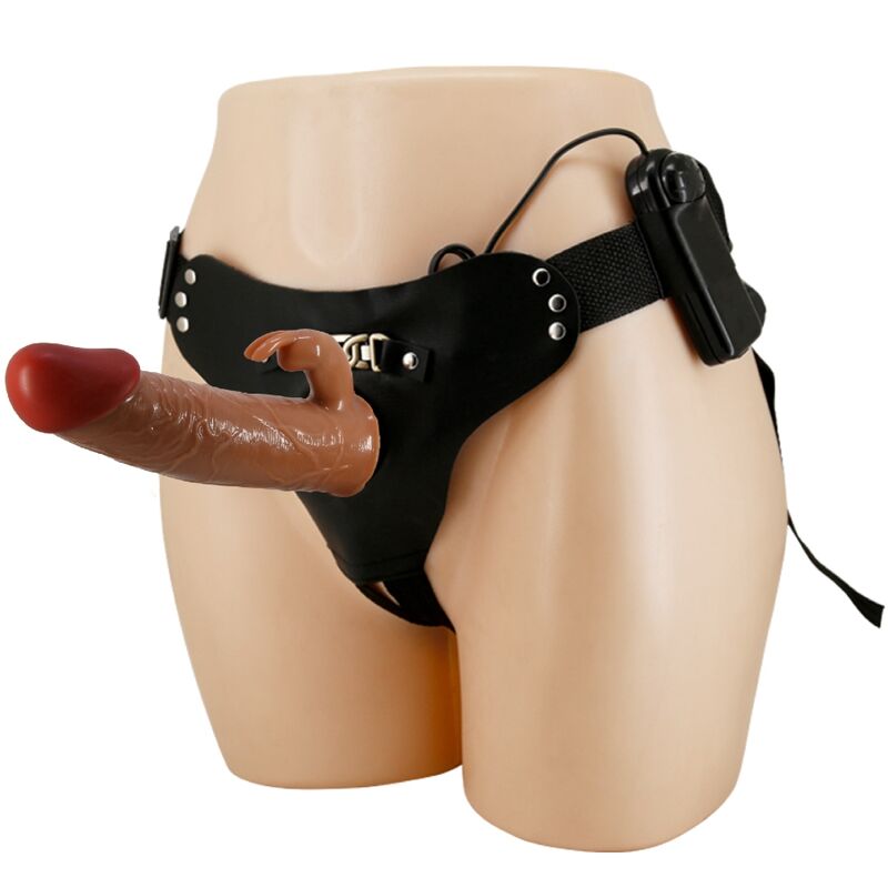 PRETTY LOVE - MARION HARNESS UNIVERSAL BRIEFS MED VIBRERANDE DILDO 19 CM BRUN