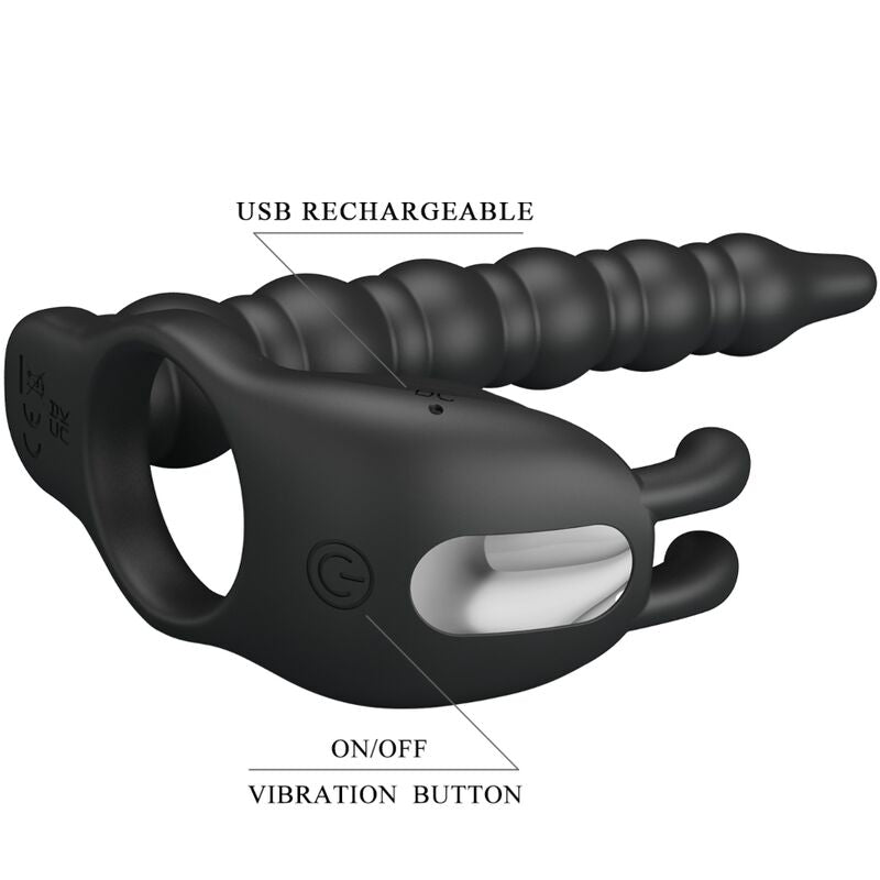 Pretty Love Blackney penisring med svart vibratorplugg