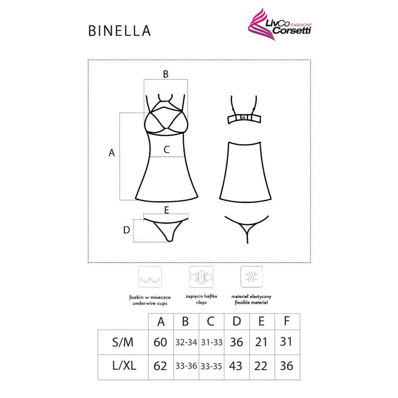 Livco Corsetti Fashion Binella Set Babydoll och Thong i svart