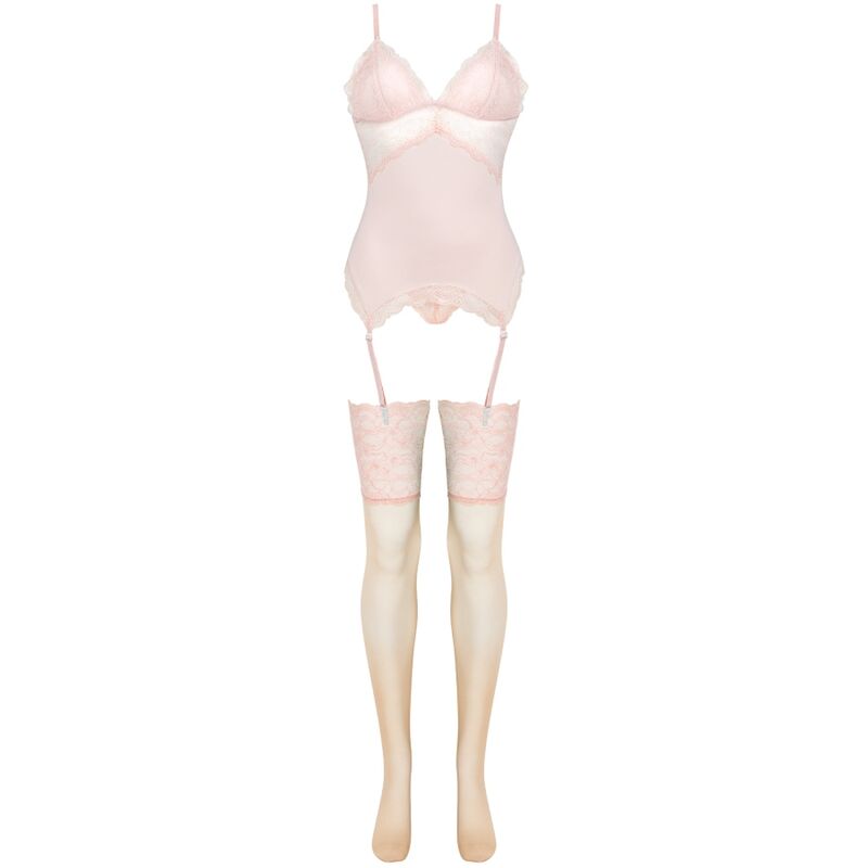 LIVCO CORSETTI FASHION Persinne Peach Set med korsett, trosor och strumpor