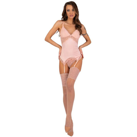LIVCO CORSETTI FASHION Persinne Peach Set med korsett, trosor och strumpor