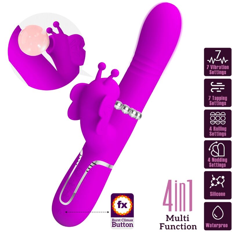 Pretty Love multifunktionell rabbit vibrator i fuchsia